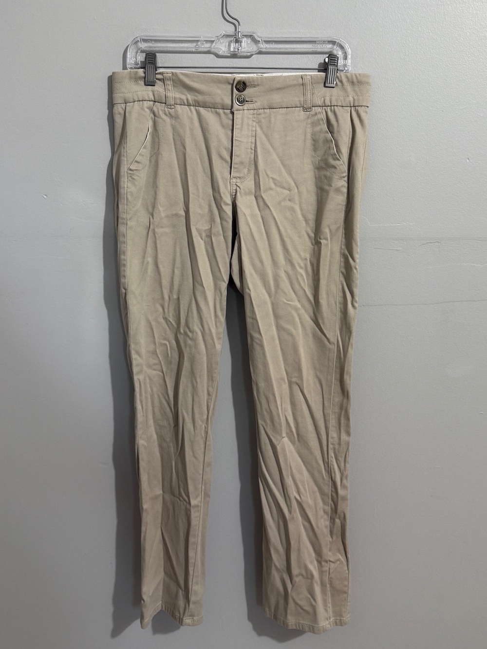 Democracy AB Solution Pants Womens 8 Beige Khaki Straight Leg Stretch Casual